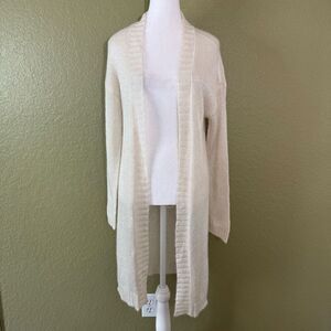 Victoria's Secret S Open Front Duster Cardigan Cream Sequin Knit Winter Holiday